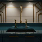 Unlacquered Brass Bridge Kitchen Faucet, Farmhouse Sink Mixer Tap, Vintage Gooseneck Faucet Fixture