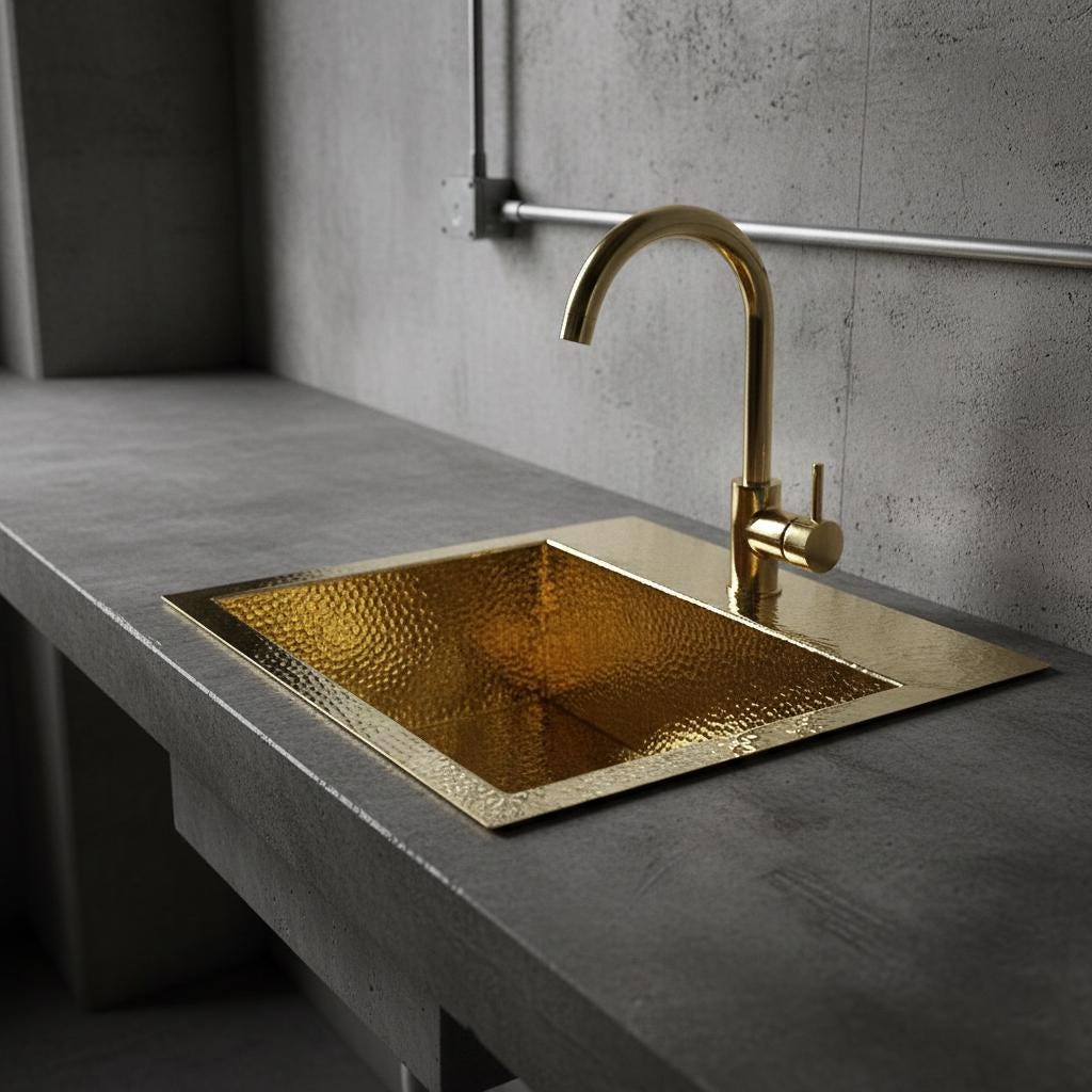 Handmade Square Brass Basin – Hammered Unlacquered Brass Undermount or Drop-In Kitchen, Bar or Prep Sink