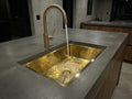 Rectangular Undermount Polished Brass Kitchen Basin – Handmade Solid Brass Prep Sink for Island, Bar or Modern Countertop