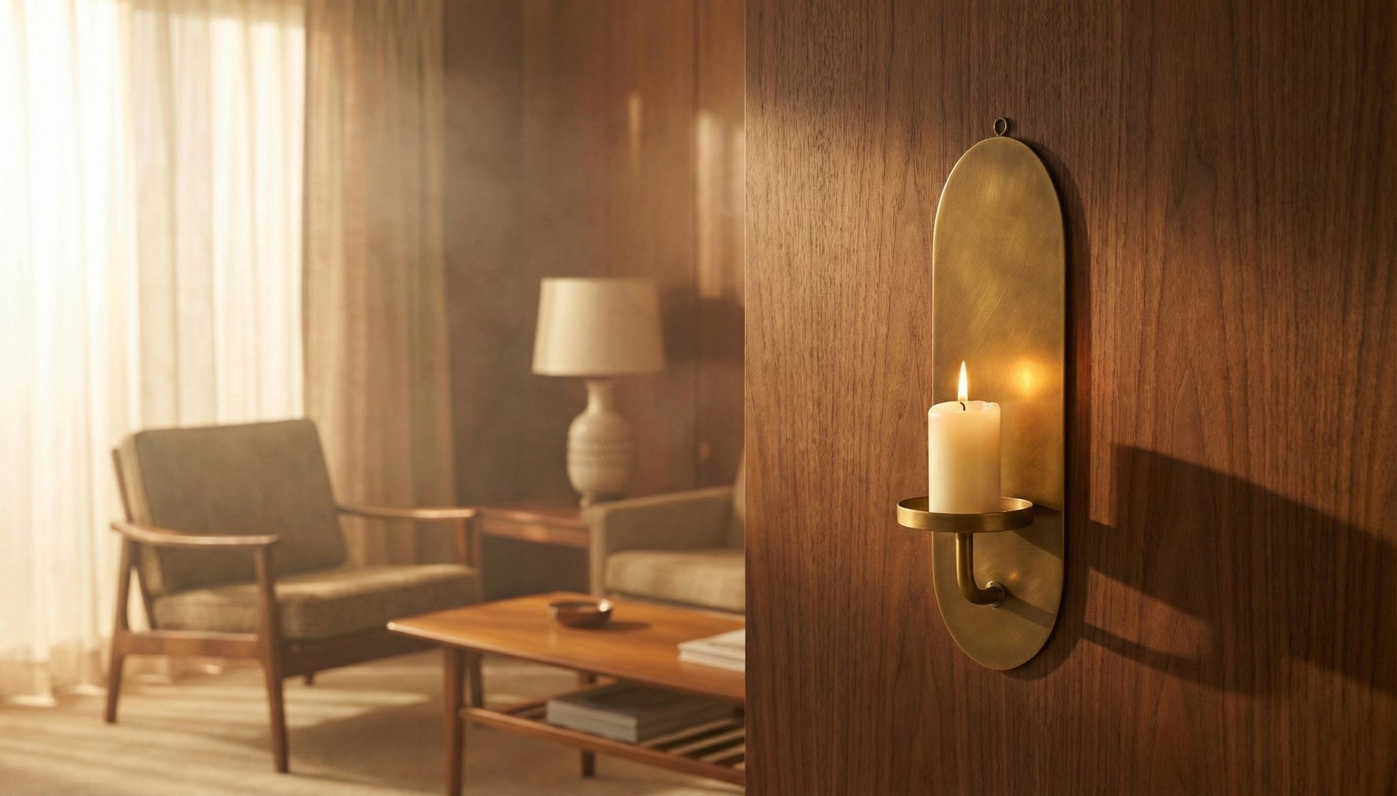 Handmade Solid Brass Wall Candle Holder Minimalist Modern Wall-Mount Sconce Decor