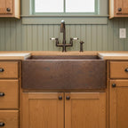Handmade Hammered Apron Front Farmhouse Sink Solid Copper Single Bowl with Oil Patina