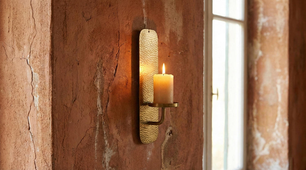 Handmade Hammered Brass Wall Candle Holder Handmade Minimal Sconce Decor