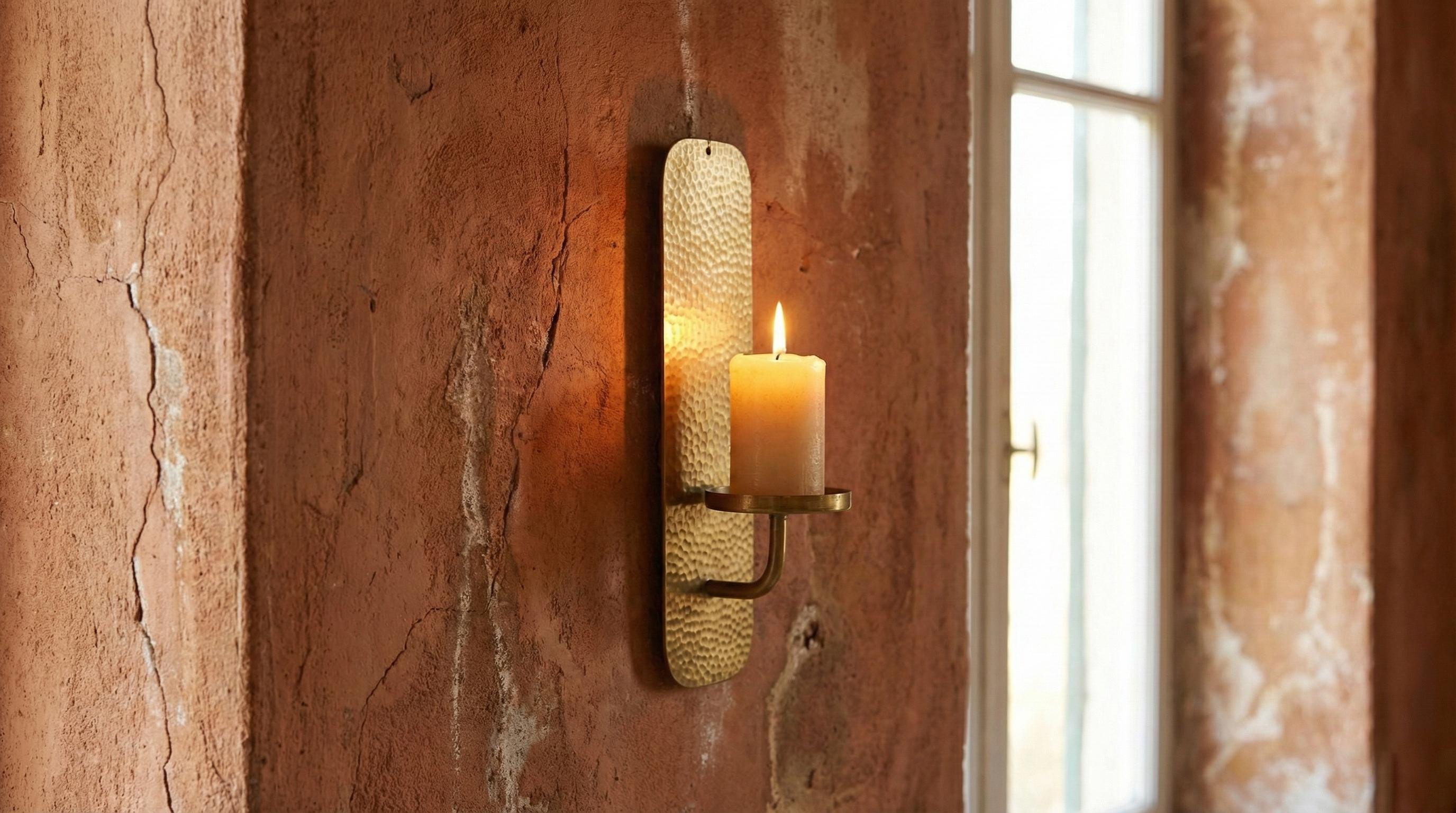 Handmade Hammered Brass Wall Candle Holder Handmade Minimal Sconce Decor