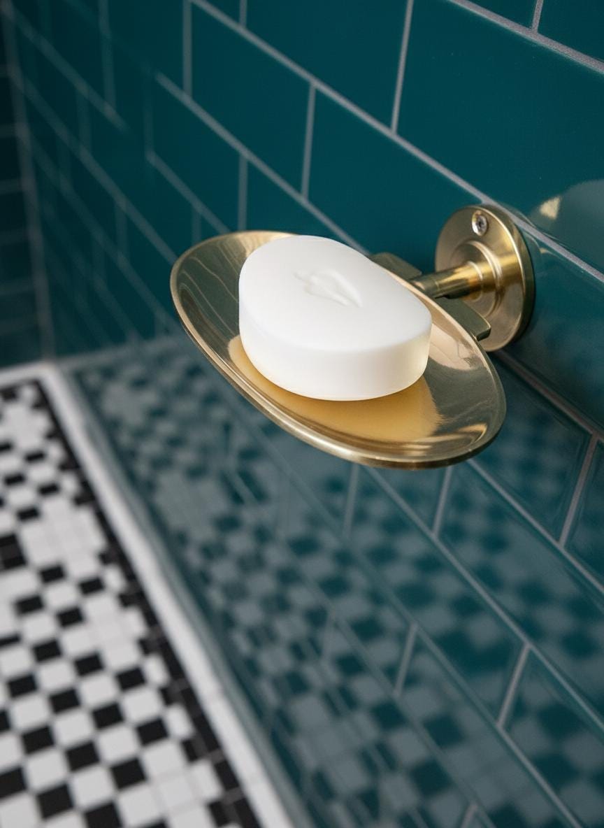 Solid Unlacquered Brass Soap Dish – Wall-Mount Luxury Bathroom Holder