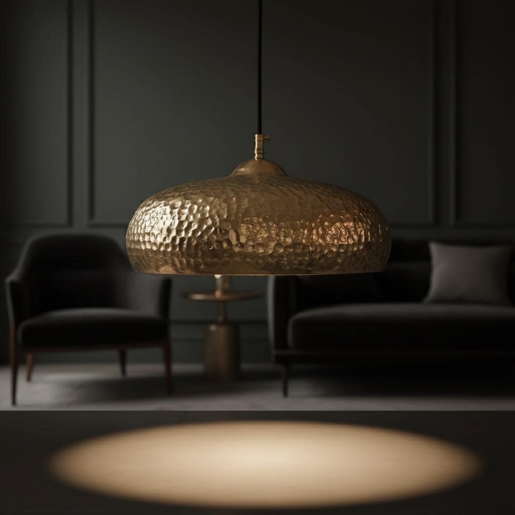 Handmade Hammered Brass Dome Pendant Light Solid Metal Ceiling Fixture Modern Interior Lighting