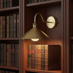 Unlacquered Brass Wall Sconce – Handmade Cone Shade Light for Bathroom, Bedroom, or Hallway