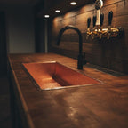 Handmade Rectangular Hammered Copper Trough Sink Solid Metal Basin for Bar and Side Kitchens