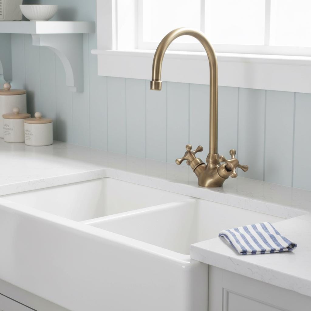 Bronze Brass Bathroom Sink Faucet – Handmade Solid Brass Basin Mixer Tap with Cross Handles