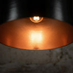 Handmade Hammered Pendant Light Solid Copper Shade with Matte Black Finish for Modern Luxury Interiors