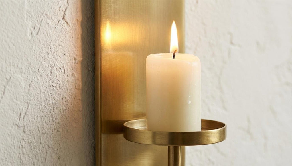 Handmade Solid Brass Wall Candle Holder Minimalist Modern Wall-Mount Sconce Decor