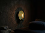 Handcrafted Copper Oxidated Wall-Mount Round Candle Holder, Brass Vintage Patina Sconce