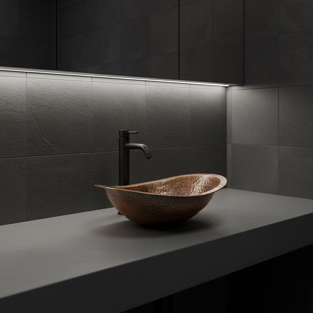 Handmade Hammered Copper Vessel Sink: Oval Bathroom Countertop Basin, Rustic Farmhouse Copper Wash Bowl