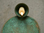 Handcrafted Copper Oxidated Wall-Mount Round Candle Holder, Brass Vintage Patina Sconce