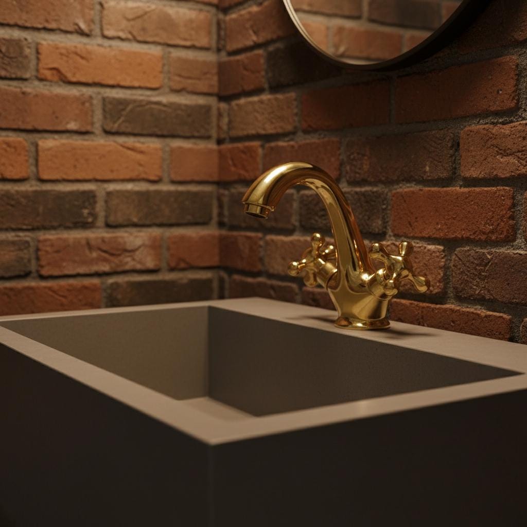 Unlacquered Solid Brass Bathroom Faucet – Handmade Cross Handle Basin Mixer Tap