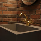 Unlacquered Solid Brass Bathroom Faucet – Handmade Cross Handle Basin Mixer Tap