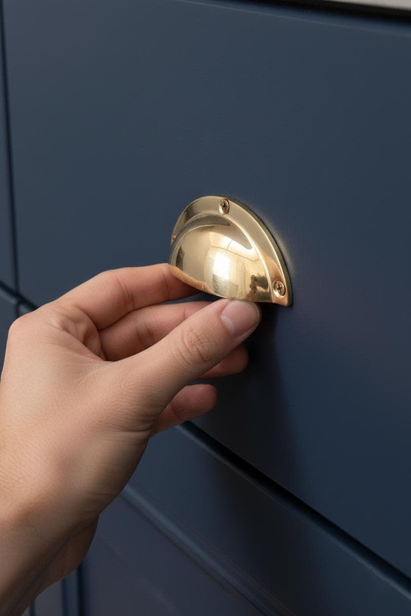 Set of Solid Unlacquered Brass Cabinet Pulls – Minimalist Drawer Handles