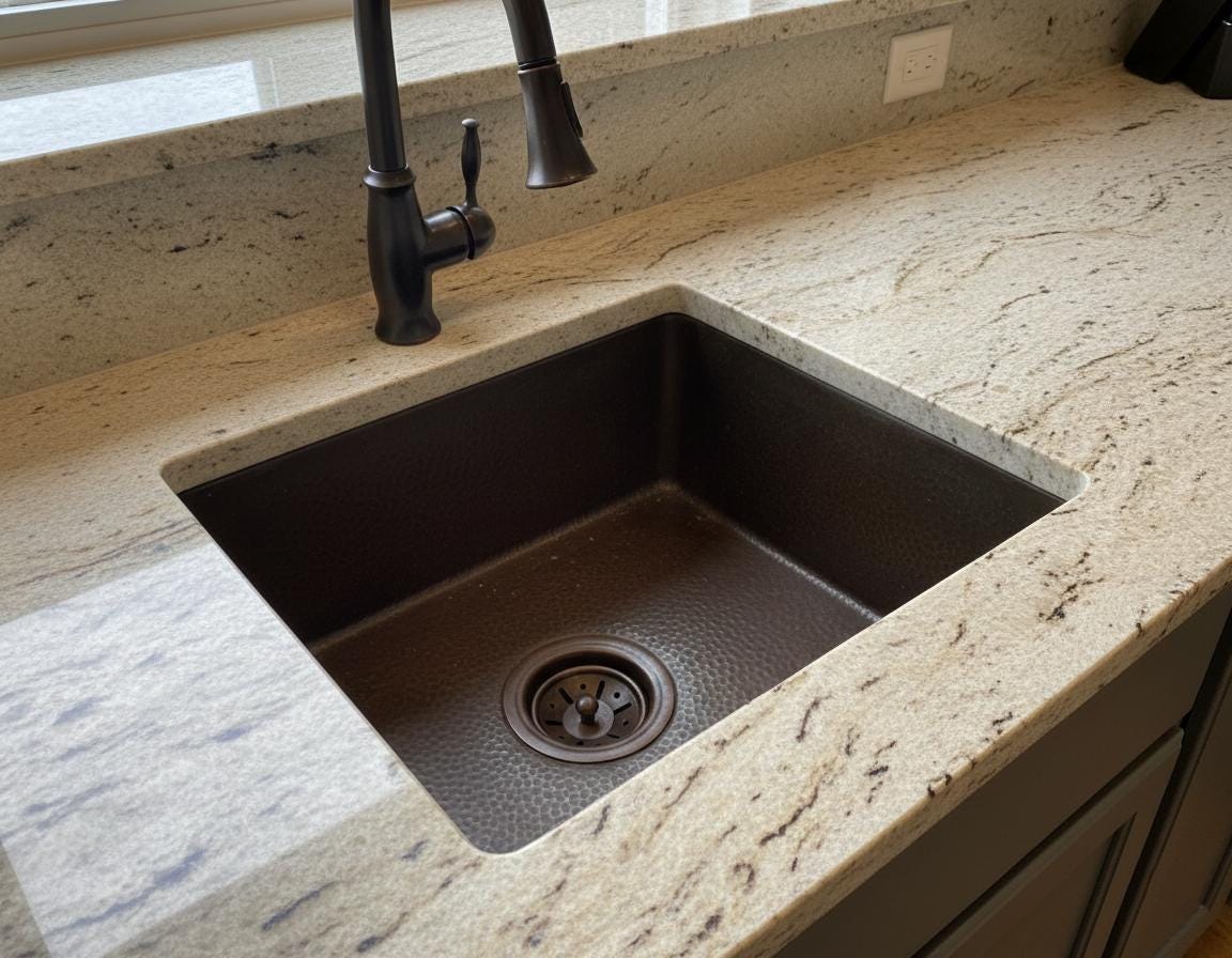 Handmade Hammered Undermount Sink Solid Copper Basin for Rustic Luxury Home Interiors Kitchen Design