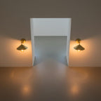 Unlacquered Brass Wall Light – Handmade Cone Shade Sconce with Curved Arm for Outdoor & Indoor