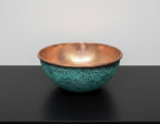 Handmade Turquoise Patina Copper Vessel Sink with Hammered Interior for Modern Bathroom Vanity Decor