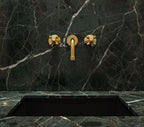 Unlacquered Solid Brass Wall Mount Faucet – Handmade Cross Handle Bathroom or Vanity Sink Mixer