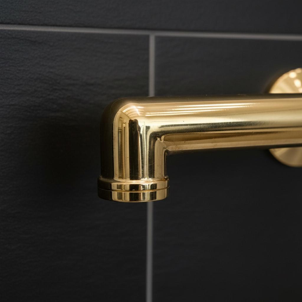 Unlacquered Solid Brass Wall Mount Faucet – Modern Cross Handle Bathroom or Vanity Sink Tap