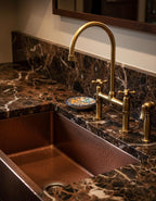 Unlacquered Brass Bridge Faucet with Side Sprayer – Farmhouse Kitchen Sink Mixer, Solid Brass Tap Fixture