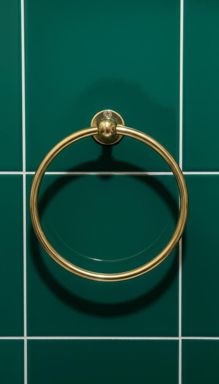 Solid Unlacquered Brass Towel Ring – Minimalist Wall-Mount Bathroom Holder