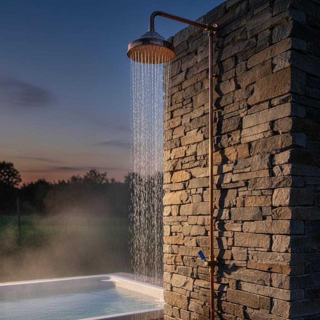 Outdoor Solid Copper Shower – Handmade Garden or Pool Shower with Brass Fixtures