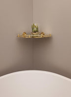 Unlacquered Solid Brass Corner Shelf – Luxury Wall-Mount Bathroom Storage