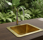 Handmade Solid Brass Bar Sink Square Hammered Undermount Prep Sink Unlacquered Brass Kitchen Sink