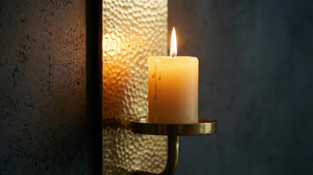 Handmade Hammered Brass Wall Candle Holder Handmade Minimal Sconce Decor