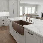 Handmade Hammered Apron Front Farmhouse Sink Solid Copper Single Bowl with Oil Patina