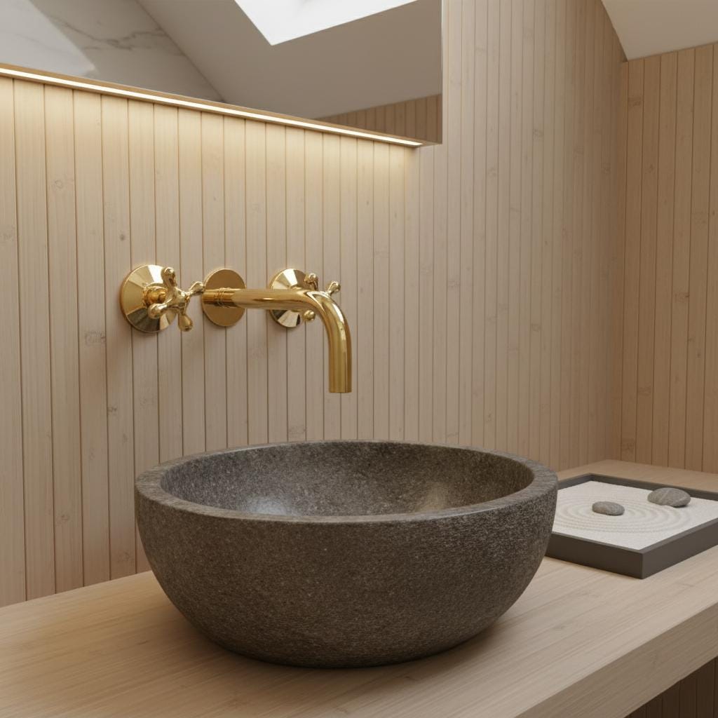 Unlacquered Brass Wall-Mount Faucet – Handmade Solid Brass Bathroom Sink Mixer with Cross Handles