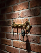 Engraved Brass Key Hook Rack – Unlacquered Wall Mount Key Holder