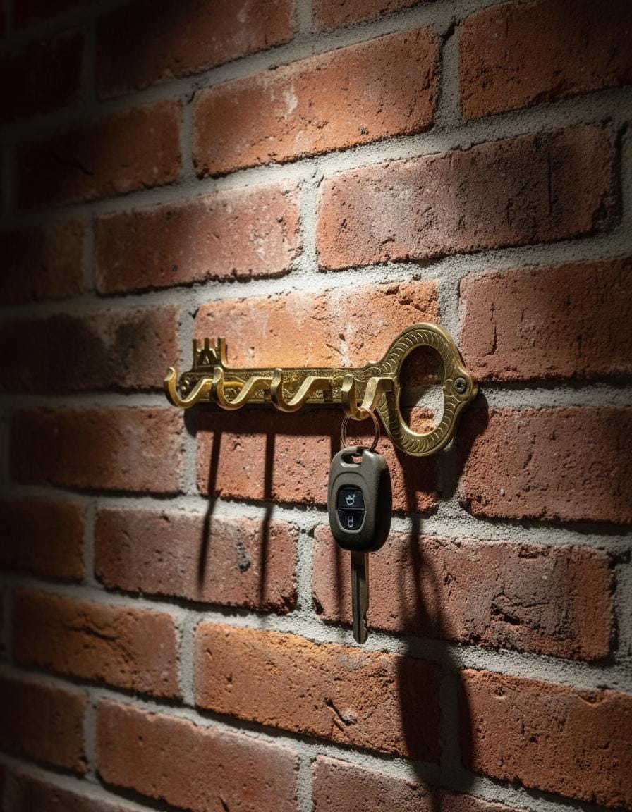 Engraved Brass Key Hook Rack – Unlacquered Wall Mount Key Holder