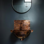 Handmade Solid Copper Wall Mount Bathroom Sink with Faucet and Backplate Vanity Basin
