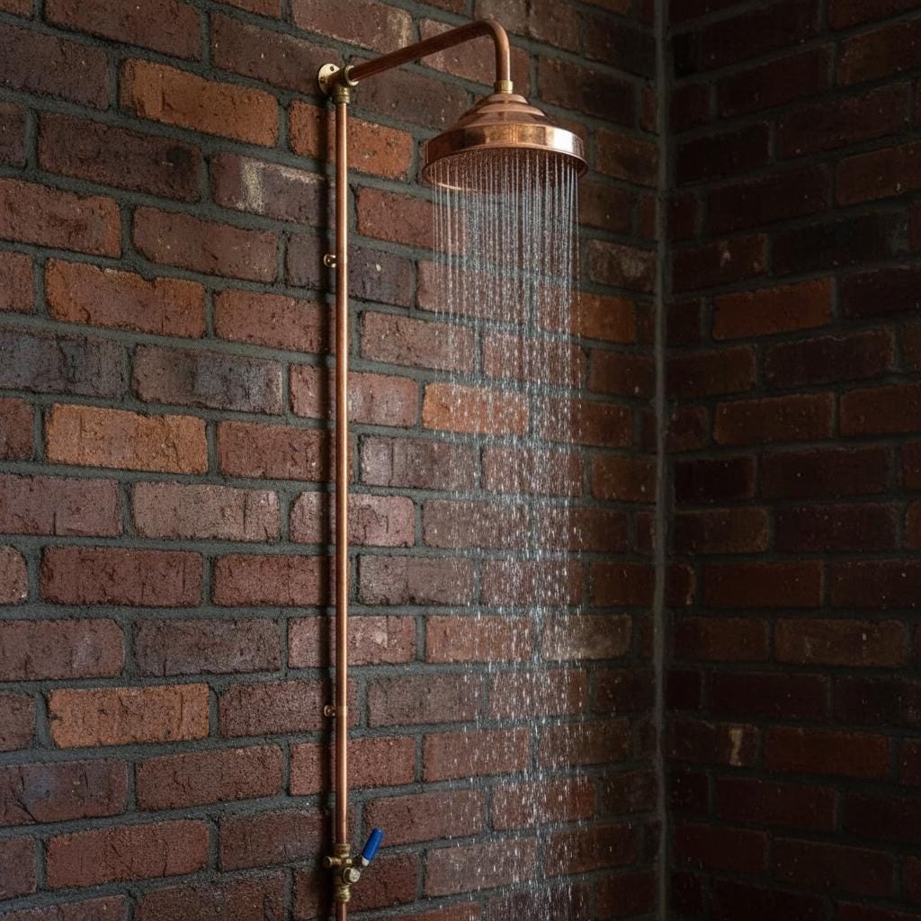Outdoor Solid Copper Shower – Handmade Garden or Pool Shower with Brass Fixtures