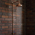 Outdoor Solid Copper Shower – Handmade Garden or Pool Shower with Brass Fixtures