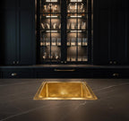 Handmade Square Brass Undermount Sink with Hammered Texture for Kitchen or Bar