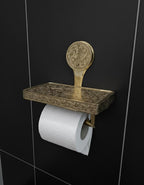 Engraved Solid Brass Toilet Paper Holder with Shelf – Unlacquered Luxury Bathroom Fixture