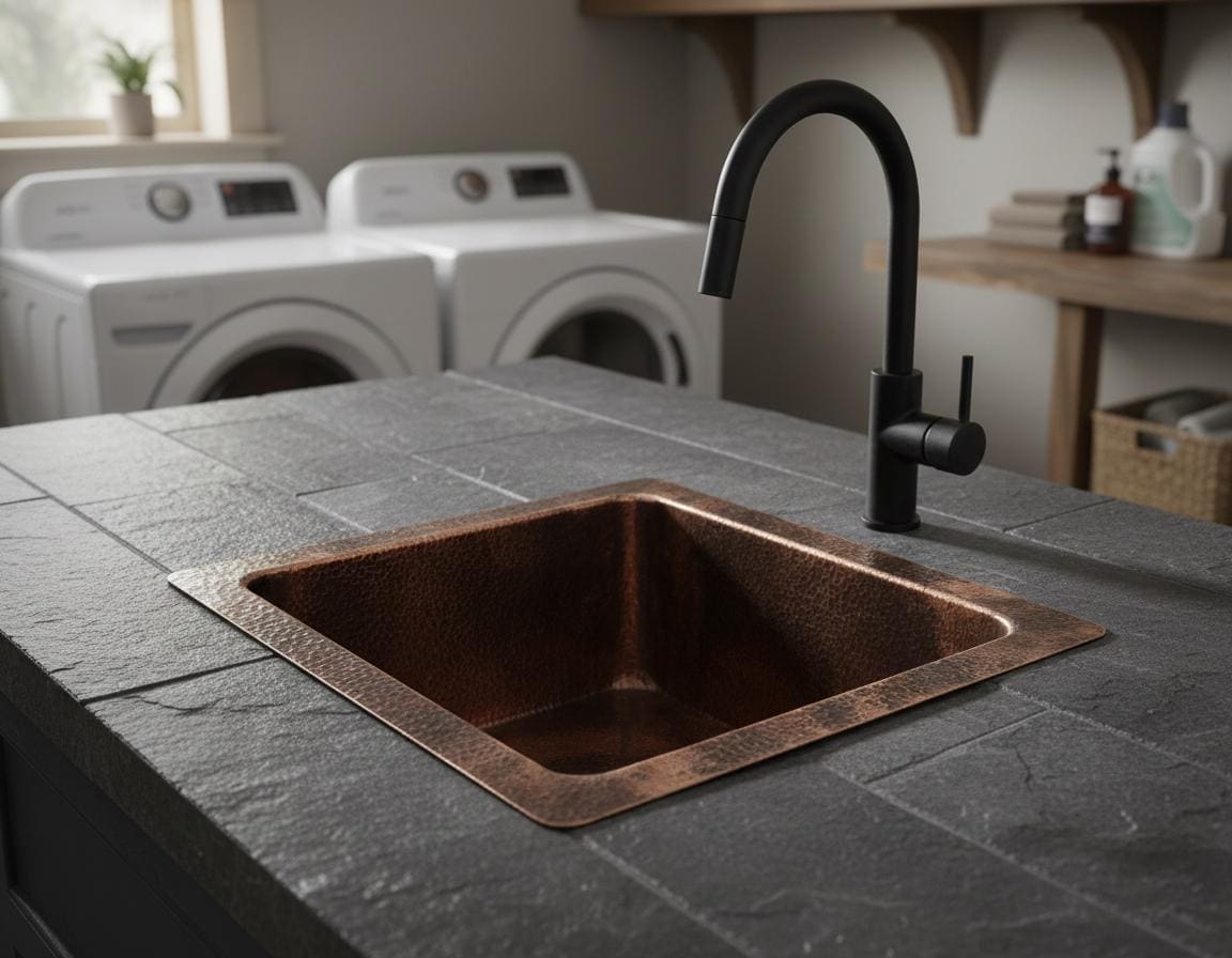 Handmade Hammered Undermount Sink Solid Copper Basin for Rustic Luxury Home Interiors Kitchen Design