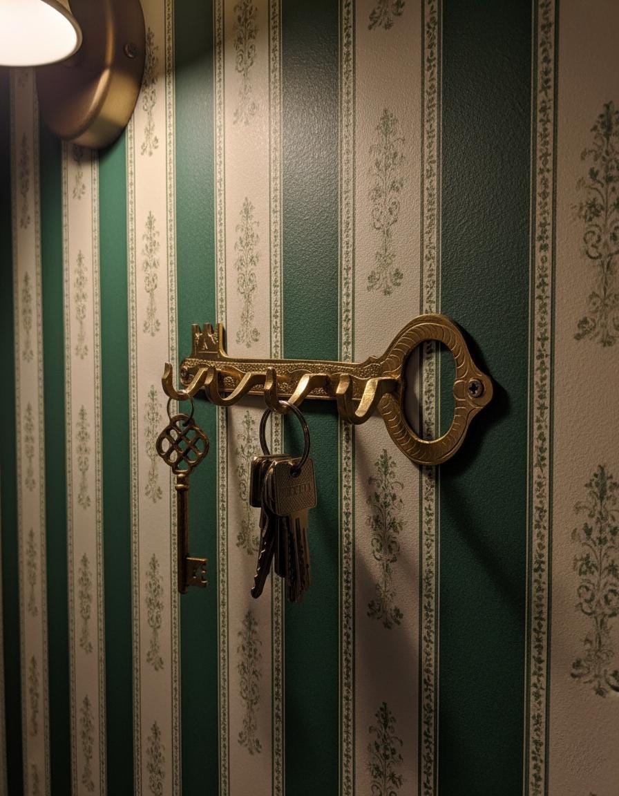 Engraved Brass Key Hook Rack – Unlacquered Wall Mount Key Holder