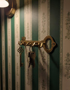 Engraved Brass Key Hook Rack – Unlacquered Wall Mount Key Holder