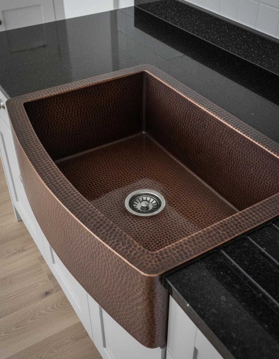 Handmade Hammered Copper Farmhouse Sink – Large Apron Front Kitchen Basin