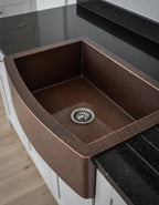 Handmade Hammered Copper Farmhouse Sink – Large Apron Front Kitchen Basin