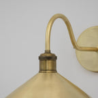 Unlacquered Brass Wall Sconce – Handmade Cone Shade Light for Bathroom, Bedroom, or Hallway