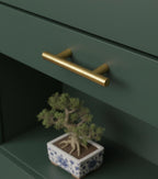 Set of Solid Brass T-Bar Handle – Minimalist Unlacquered Cabinet Pull for Modern Kitchens