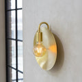 Unlacquered Brass Wall Light – Helios Inspired Round Backplate Sconce with Exposed Bulb