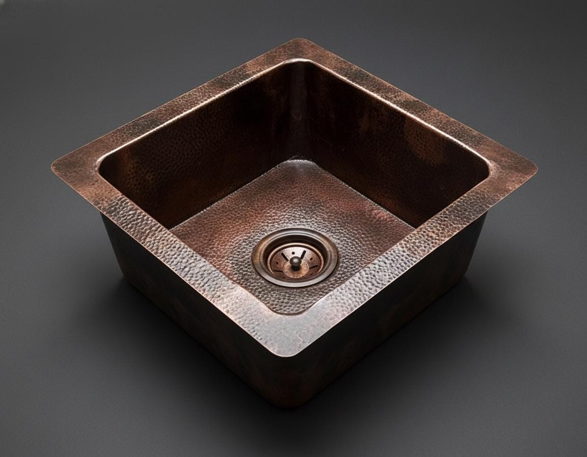 Handmade Hammered Undermount Sink Solid Copper Basin for Rustic Luxury Home Interiors Kitchen Design
