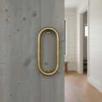 Handmade Oval Brass Door Pull Handle Minimalist Solid Metal Hardware for Modern Interiors